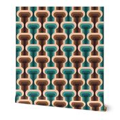 Mid-century modern retro 70s T-shape teal brown