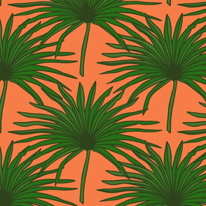 Palms in bright coral - small