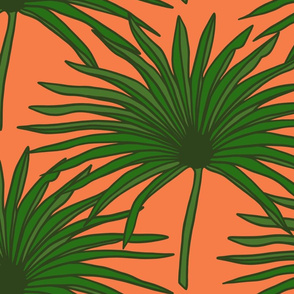 Palms in bright coral (large)