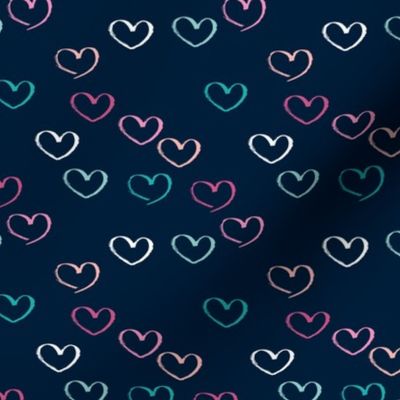 Sweet colorful little lovers valentine romance theme with hearts navy