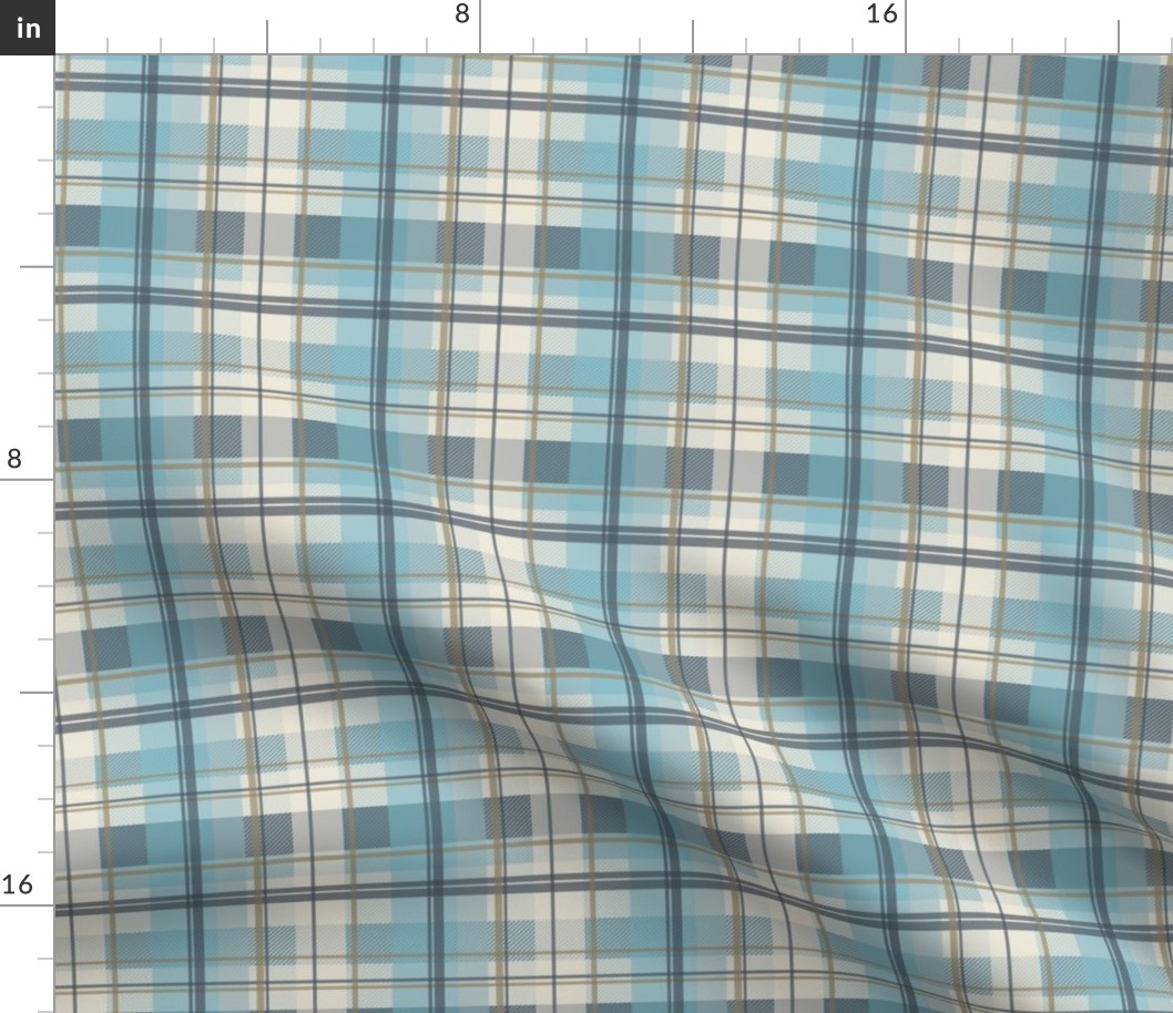 winter plaid - ice blue and beige
