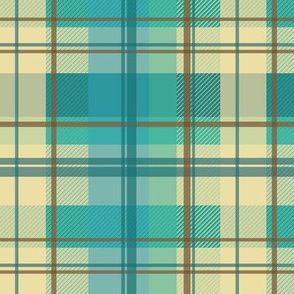 early summer plaid - cream and teal