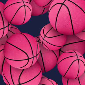 pink basketballs on midnight blue