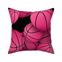 girly pink basketballs on black - Large