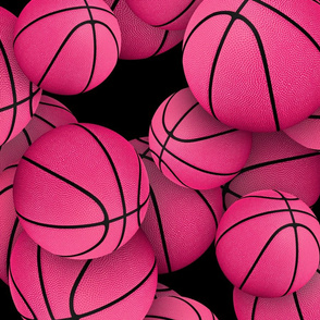girly pink basketballs on black - Large