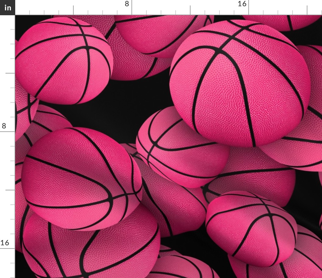 girly pink basketballs on black - Large
