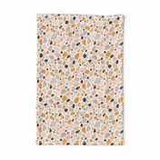 Terrazzo grey, orange and pink pebbles seamless pattern