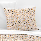 Terrazzo grey, orange and pink pebbles seamless pattern