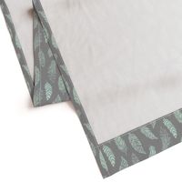 mint boho feathers on gray