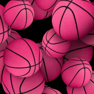 girly pink basketballs on black - Small