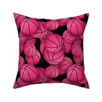 girly pink basketballs on black - Small