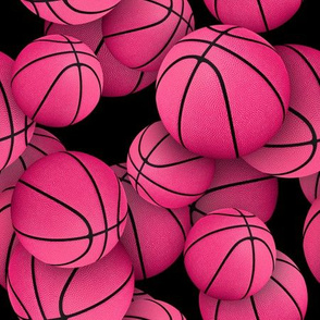 girly pink basketballs on black - Small