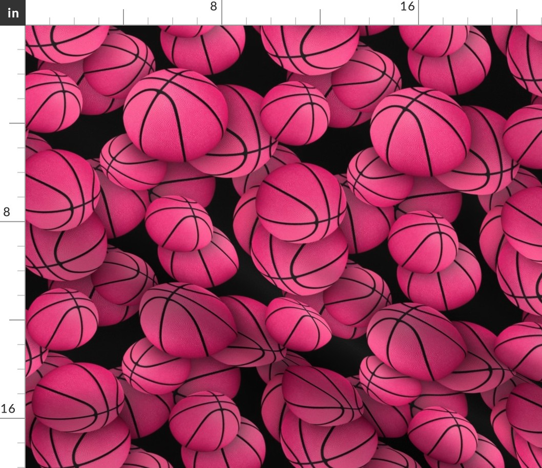 girly pink basketballs on black - Small