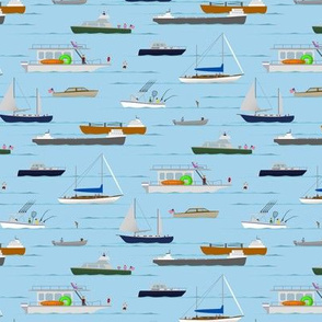 A Day On the River coastal lake river boating nautical pattern - small