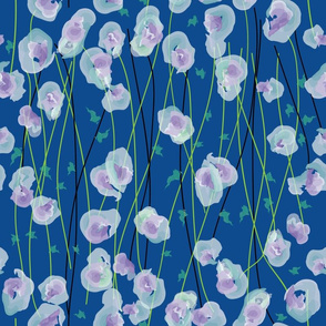 Watercolor paint flowers blue