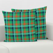 Saint Patricks Day Fabric Plaid Carolina Blue, Light Blue, Navy, Green, Orange, Saint Patricks Day