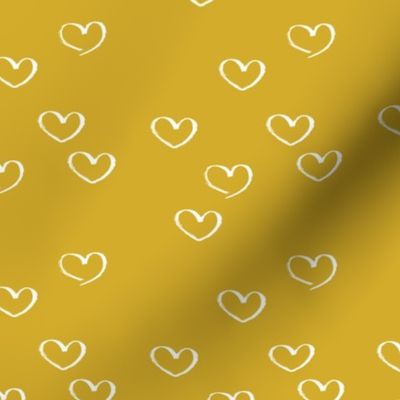 Sweet little love hearts valentine and romantic wedding heart print mustard yellow gender neutral