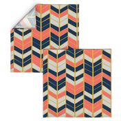 Coral & Navy Herringbone