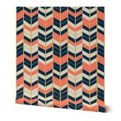 Coral & Navy Herringbone