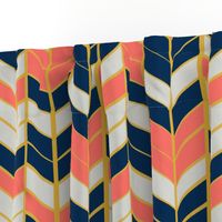 Coral & Navy Herringbone