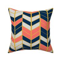 Coral & Navy Herringbone