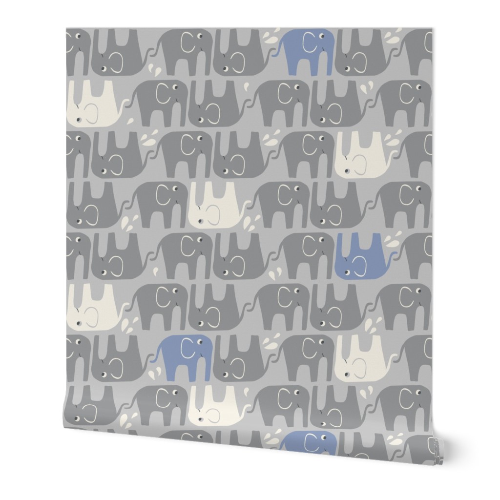 Splish Splash Elephants - Grey