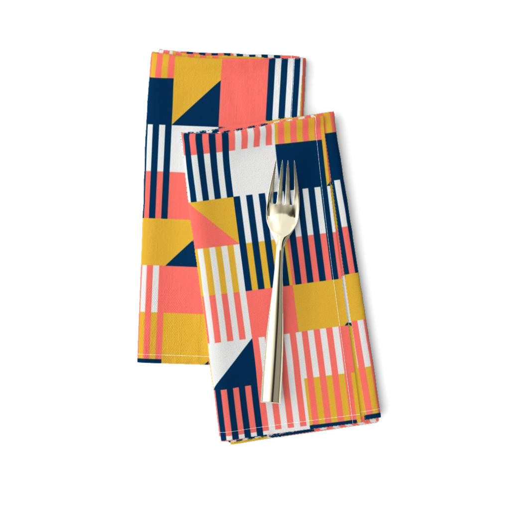 Bauhaus 100 years geometrics coral yellow navy