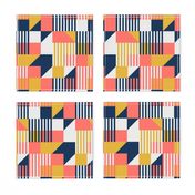 Bauhaus 100 years geometrics coral yellow navy