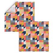 Bauhaus 100 years geometrics coral yellow navy