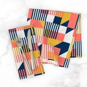 Bauhaus 100 years geometrics coral yellow navy