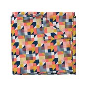 Bauhaus 100 years geometrics coral yellow navy