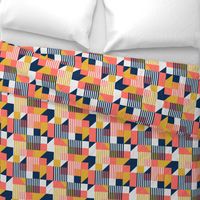 Bauhaus 100 years geometrics coral yellow navy