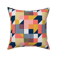 Bauhaus 100 years geometrics coral yellow navy