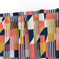 Bauhaus 100 years geometrics coral yellow navy