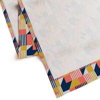 Bauhaus 100 years geometrics coral yellow navy