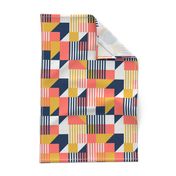 Bauhaus 100 years geometrics coral yellow navy