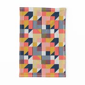 Bauhaus 100 years geometrics coral yellow navy