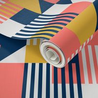 Bauhaus 100 years geometrics coral yellow navy