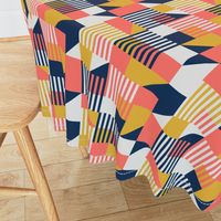 Bauhaus 100 years geometrics coral yellow navy