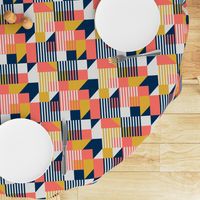 Bauhaus 100 years geometrics coral yellow navy