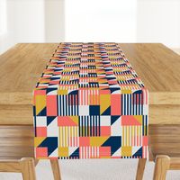 Bauhaus 100 years geometrics coral yellow navy