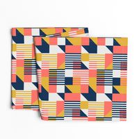 Bauhaus 100 years geometrics coral yellow navy