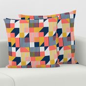 Bauhaus 100 years geometrics coral yellow navy