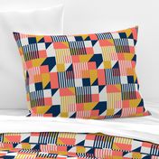 Bauhaus 100 years geometrics coral yellow navy