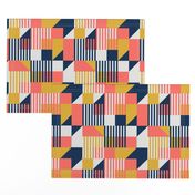 Bauhaus 100 years geometrics coral yellow navy