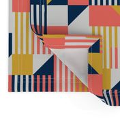 Bauhaus 100 years geometrics coral yellow navy