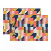 Bauhaus 100 years geometrics coral yellow navy