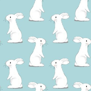 Bunny Rabbits - small scale on Blue