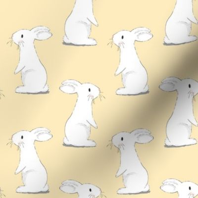 Bunny Rabbits - small scale on Light Lemon Yellow