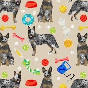 australian cattle dog toys fabric - dog toys fabric, dog fabric, dog breeds fabric, cattle dog fabric - blue heeler - tan